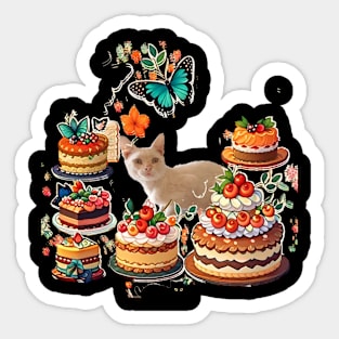 aesthetic cute cat with butterfly Sticker